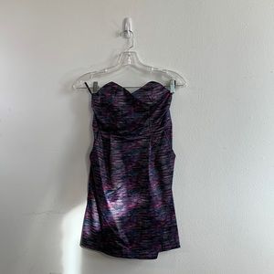 Silence and Noise Variegated Stripe Magenta Blue and Black Bustier Mini Dress